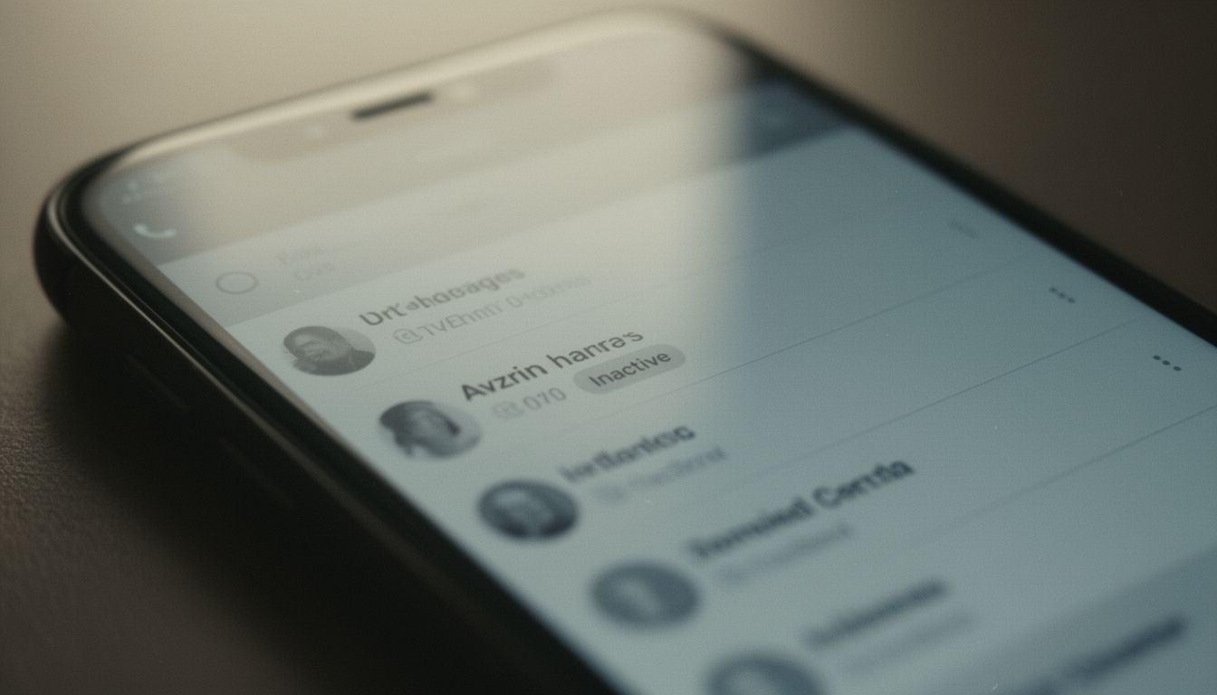 A smartphone screen showing a contact list with one name grayed out