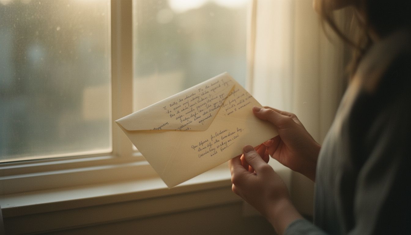Woman's hands holding sealed envelope with soft window light