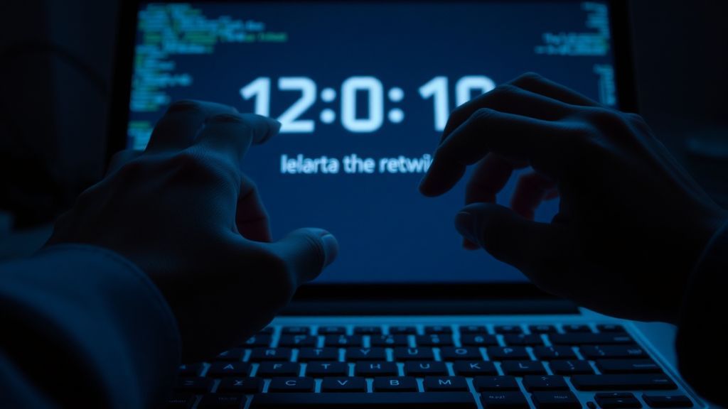 A person staring at a laptop screen showing a deletion countdown timer