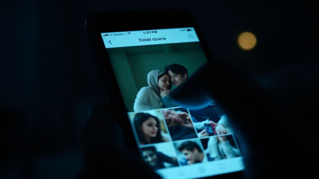A smartphone screen showing a photo gallery with one image highlighted