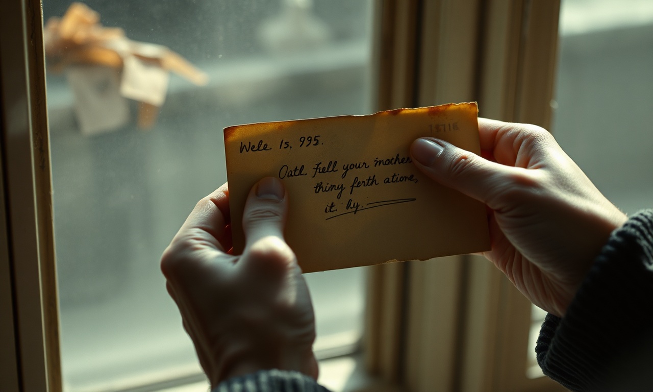 Hands holding an aged envelope with handwritten address