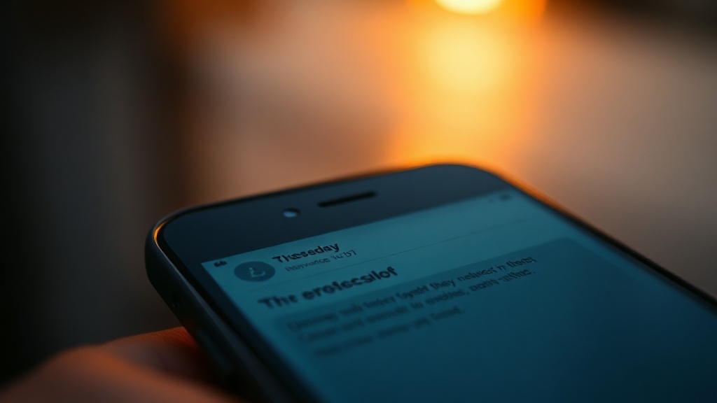 A smartphone screen showing an unread notification in soft evening light