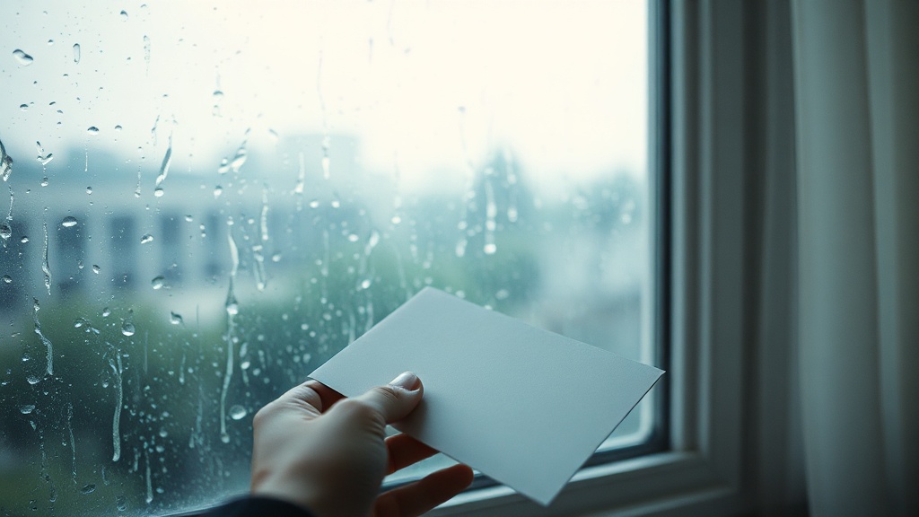 Person opening envelope near window with soft morning light