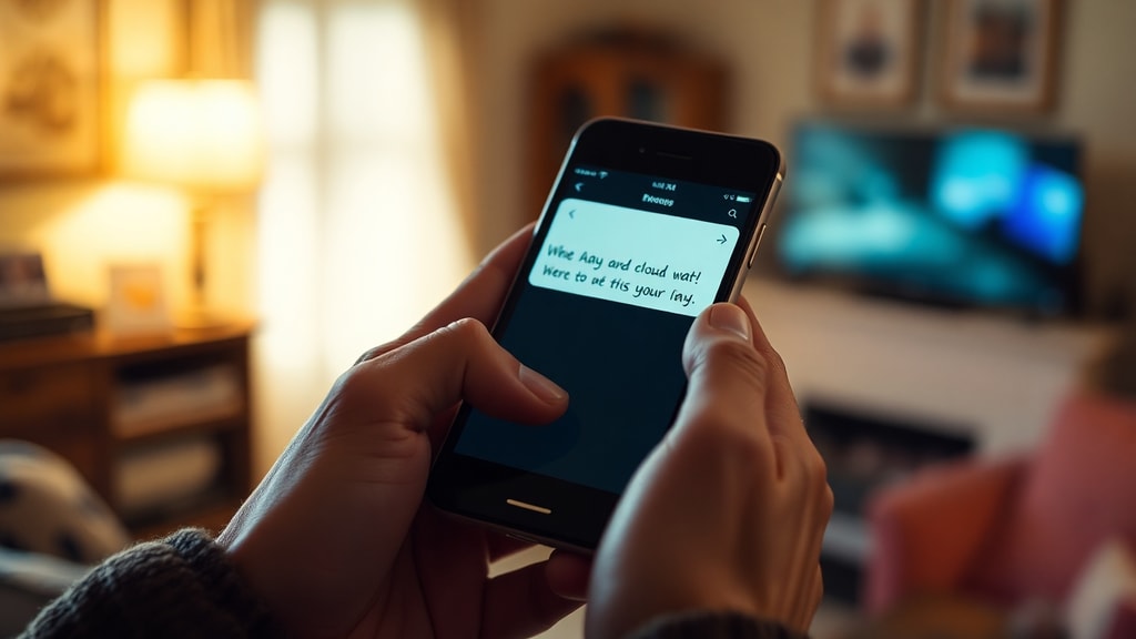 Hands holding an old smartphone displaying a draft message