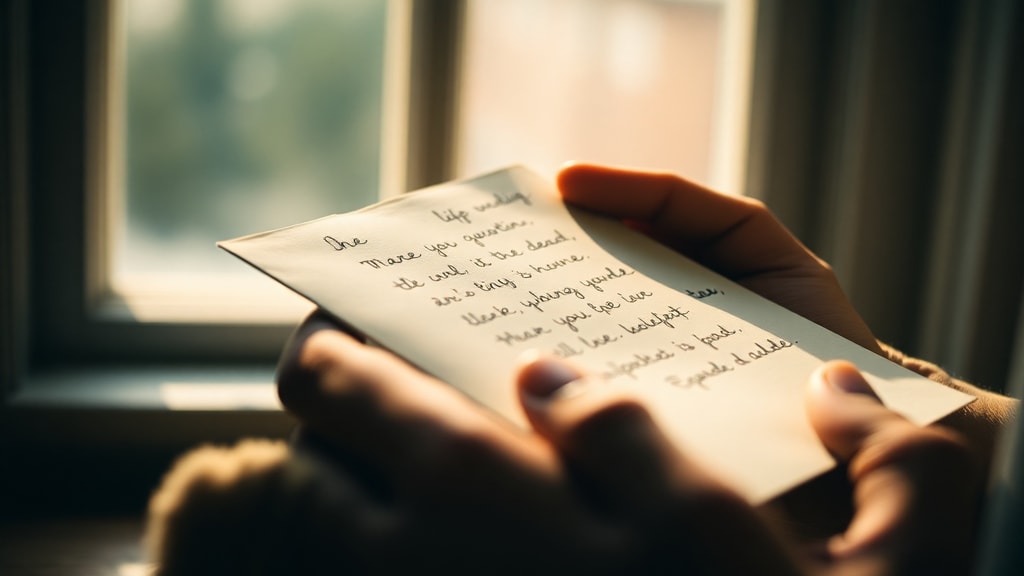 Hands holding an old handwritten letter with soft window light
